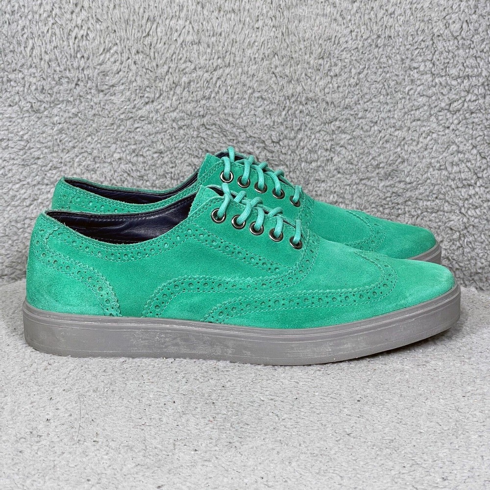 Cole Haan Bergen Mens Size 8.5 Wingtip Oxfords Shoes Green Mint Leaf Suede